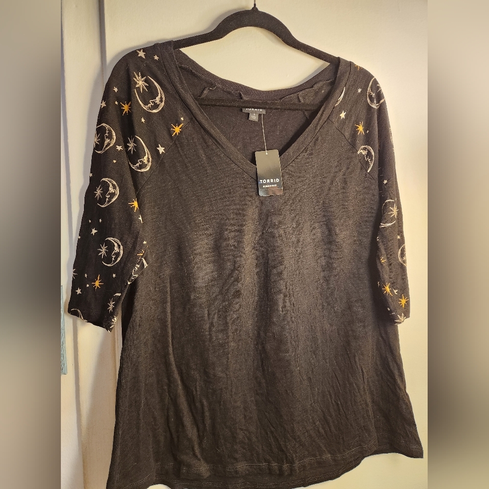 Torrid 1 Black 3/4 Sleeve Top
